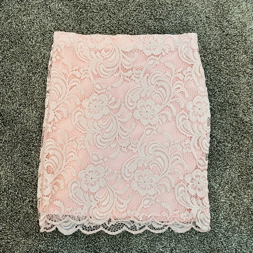 Pink lace high waisted skirt small